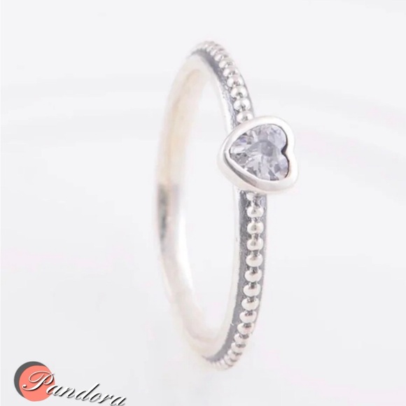 Pandora Heart Ring, Authentic, Sterling Silver, .5 Cubic Zirconium Stone, in Box - Picture 7 of 8